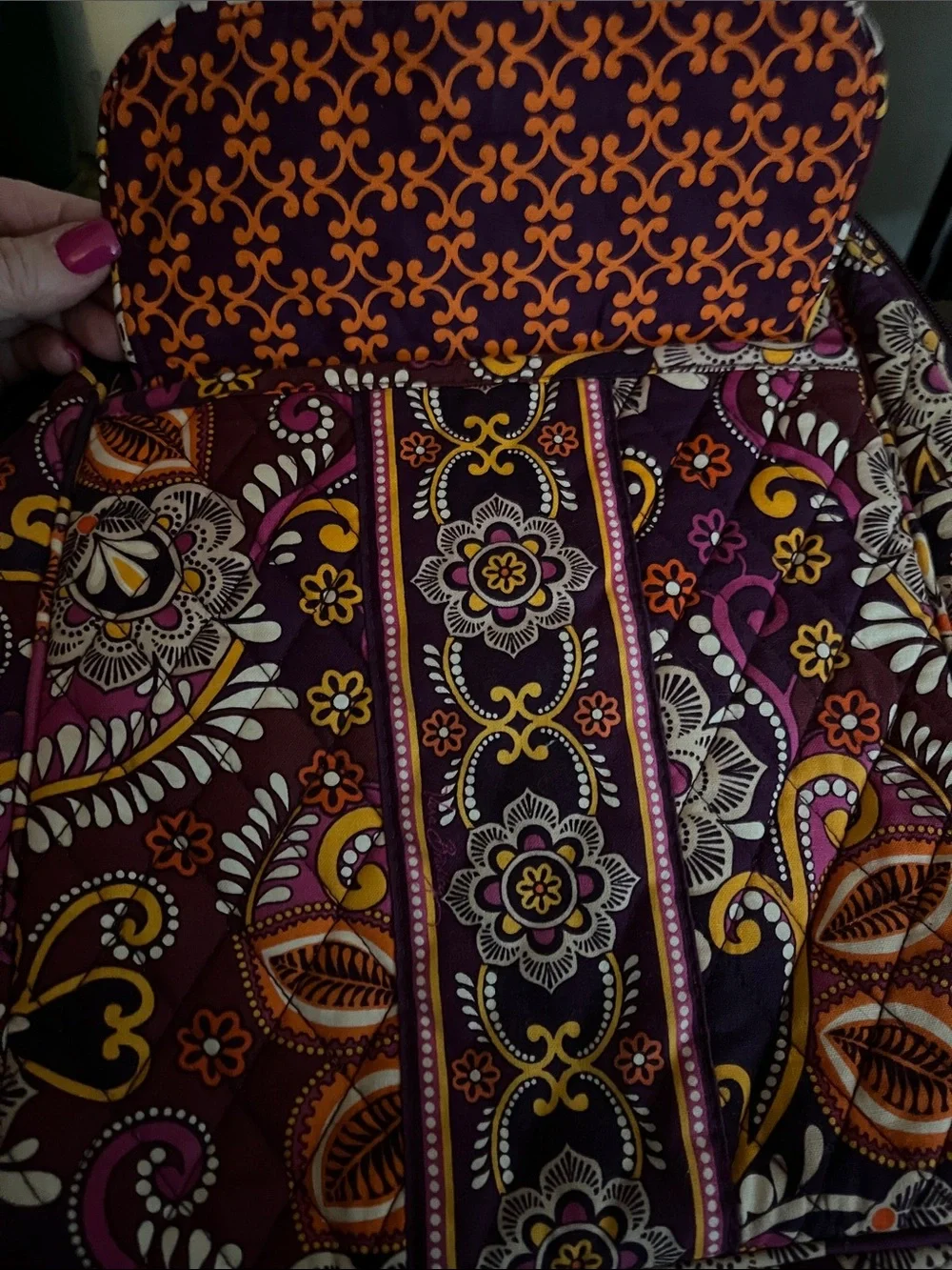 Vera Bradley Purple Floral Paisley Quilted Smaller Backpack